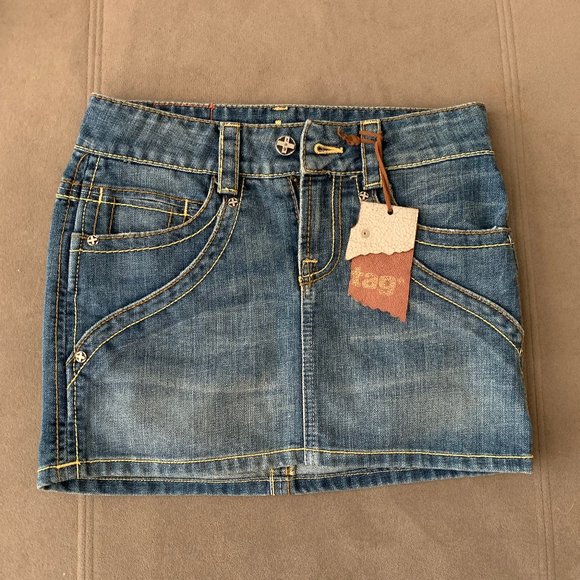 Tag Denim Mini Skirt - Picture 1 of 3